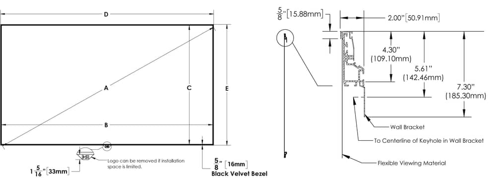 Screen Innovations Zero Edge Pro specification drawing