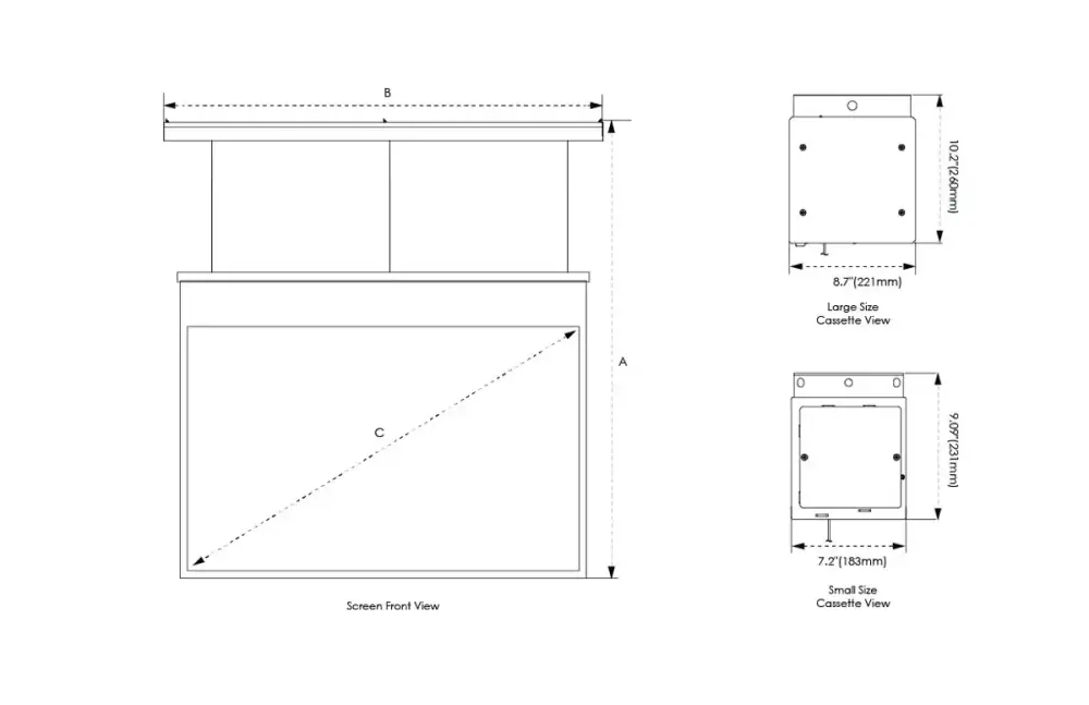 Screen Innovations Zero-G Pro specification drawing