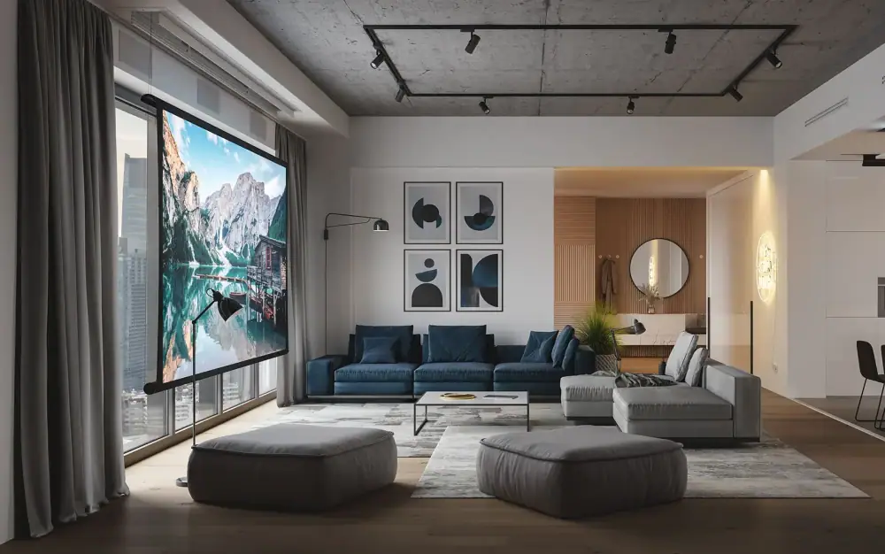 Screen Innovations Zero-G screen in a room