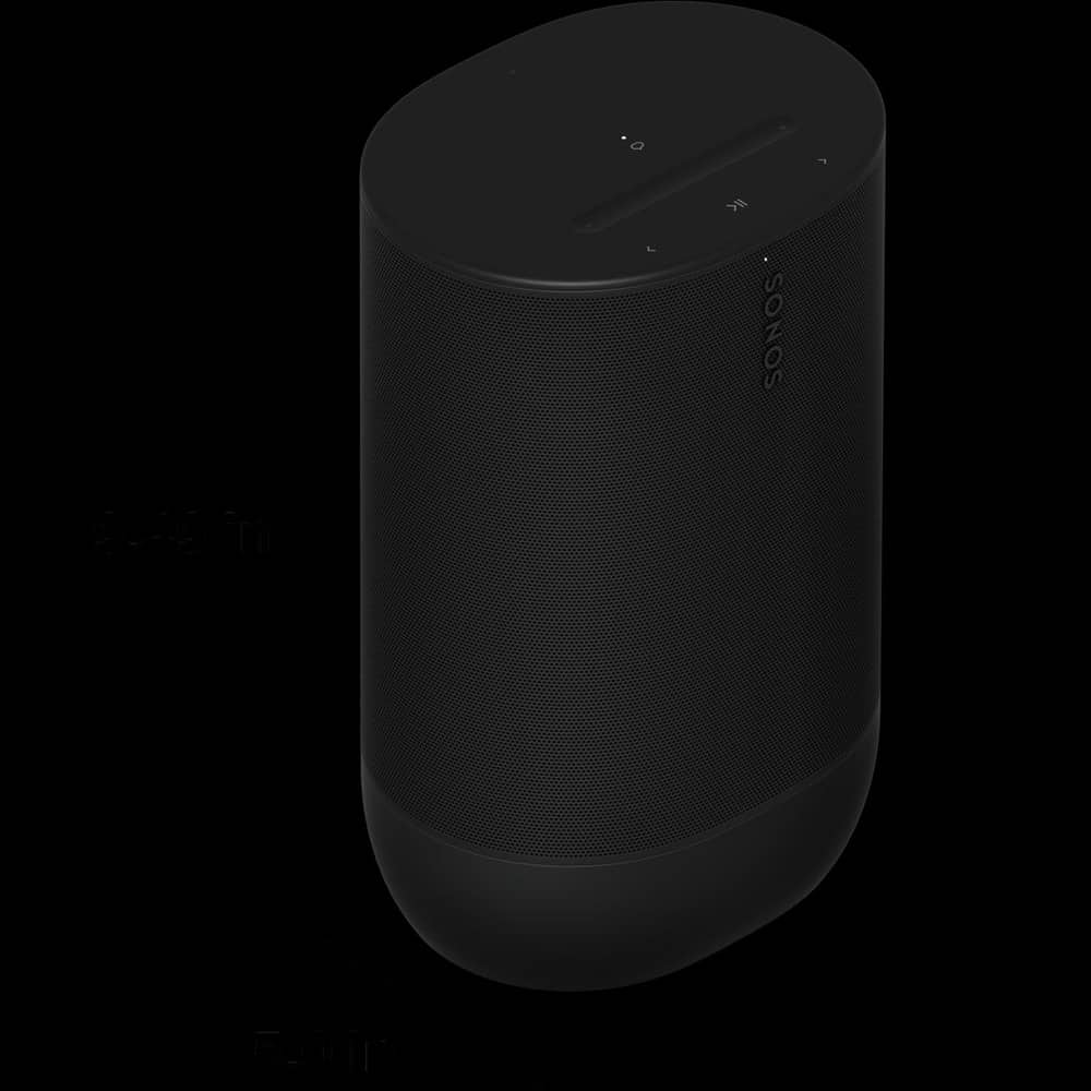 Move 2 is 9.49 inches tall, 5.0 inches deep, and 6.3 inches wide
